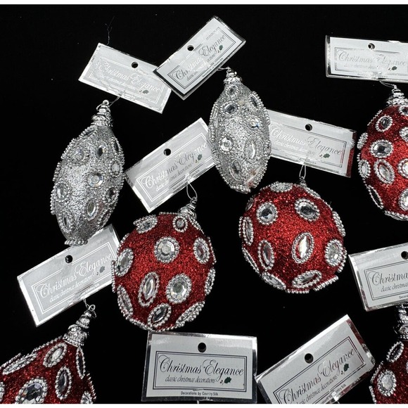 Everything Christmas, Decorations by Country Silk Red & Silver Lot Of 12 New! - Picture 4 of 12